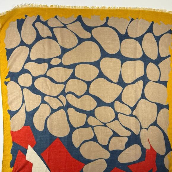 Pretty Persuasions Modern Geometric Print Scarf Yellow Red Blue 36x72 Wrap - Picture 6 of 6